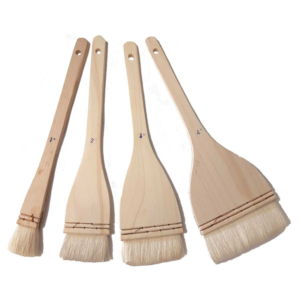 ZEONHEI 6 Pcs 6 Size Flat Hake Brushes, Soft Goat Hair Brush and Hake Paint Brush with Solid Wooden Handle, Hake Brush Set for Watercolor Pottery