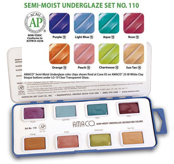 Amaco Set 110 Semi Moist Watercolor Underglazes