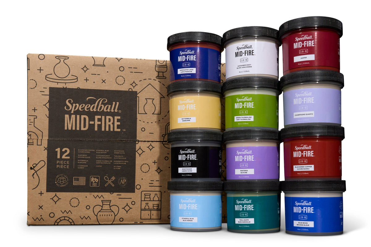 Speedball Stoneware Glaze Sampler Pack, 12 - 4 oz Bottles
