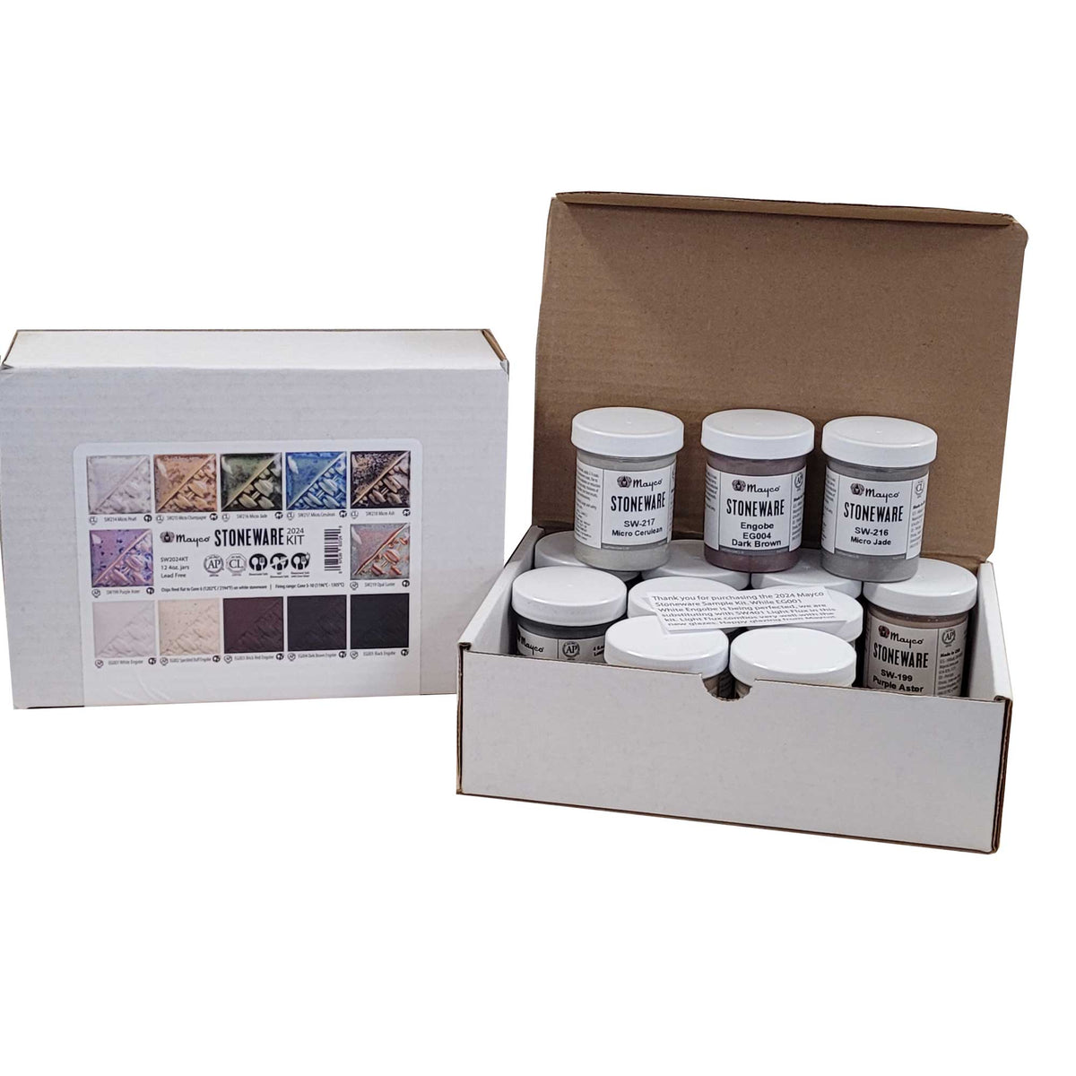 Mayco 2024 Stoneware Glaze & Engobe Sample Kit of 12, 4oz jars