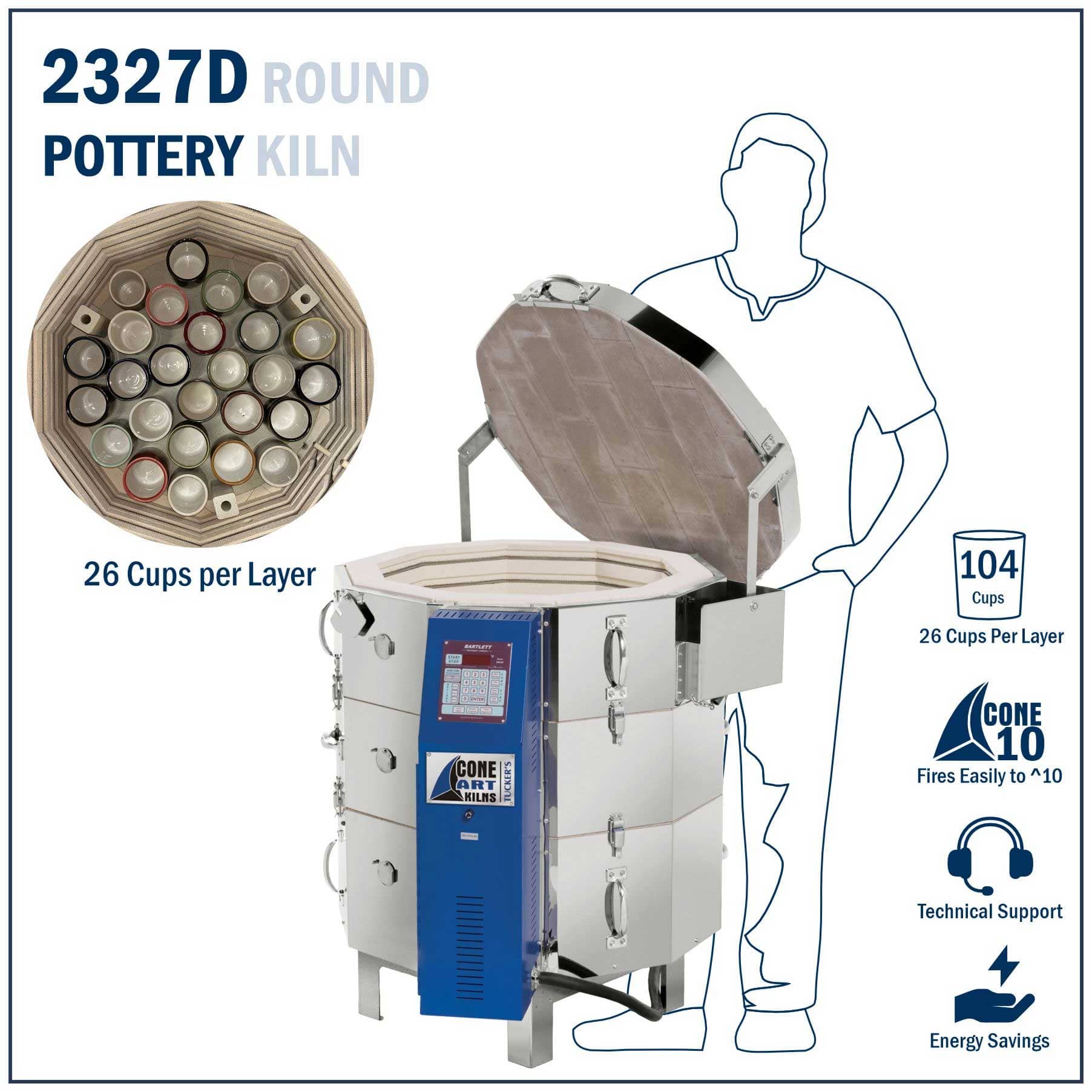 Cone Art BX2327D Pottery Ceramic Kiln, 208 or 240 volt – Sounding
