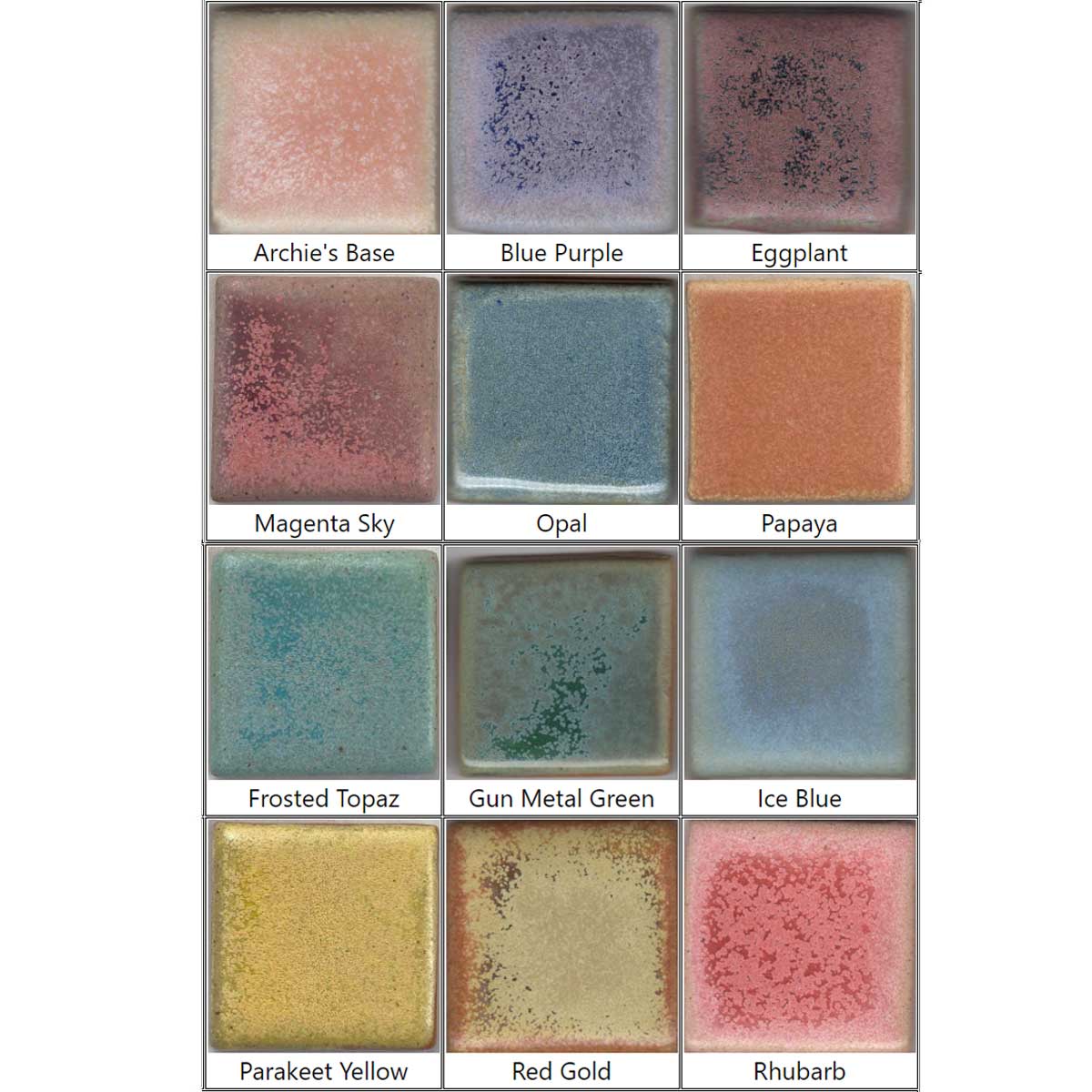 Coyote Glaze Sample Set No. 14 - Archie's Colors