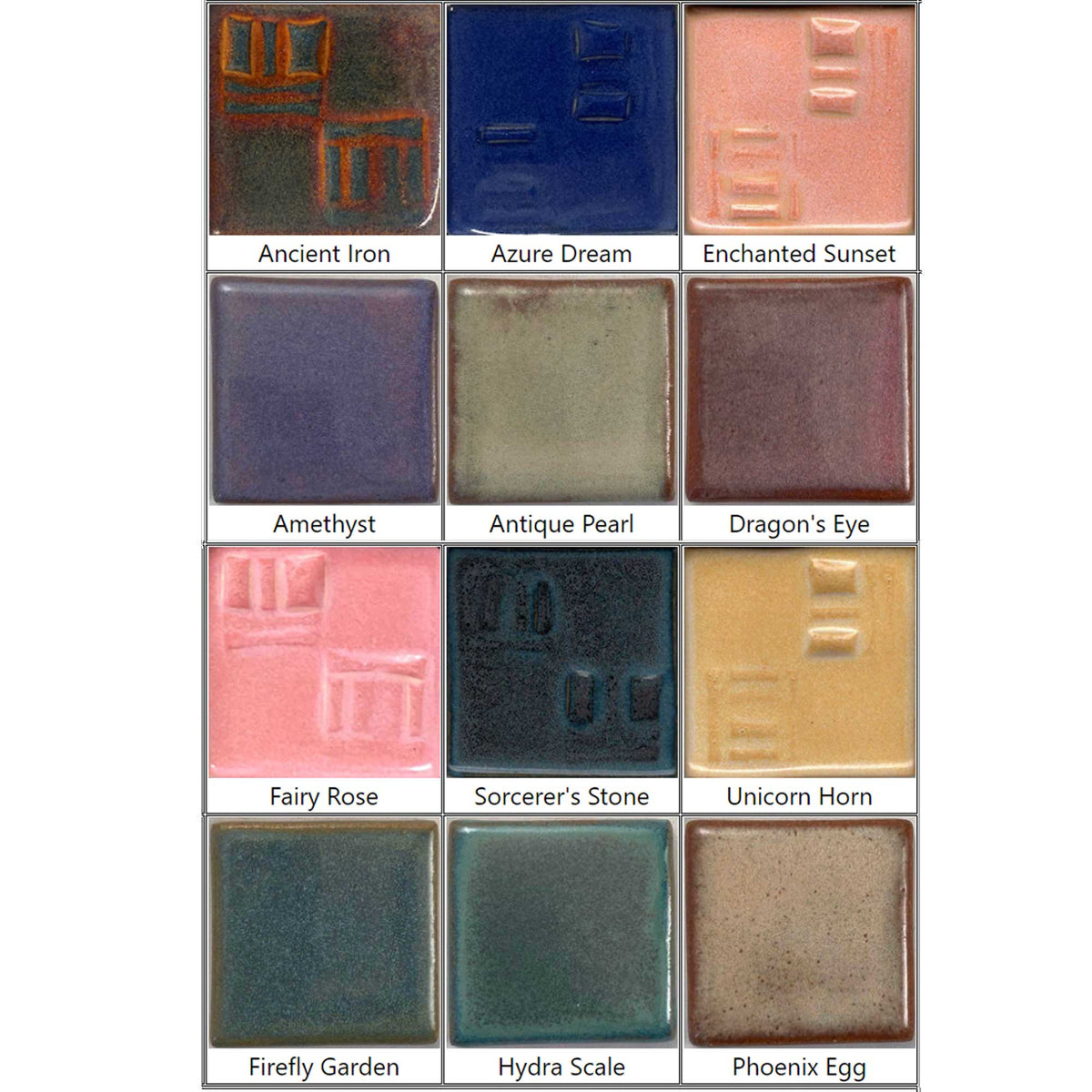 Gy055 Color Sample Coyote Glaze Sample Set No. 13 - Fantasy Colors – Sounding Stone