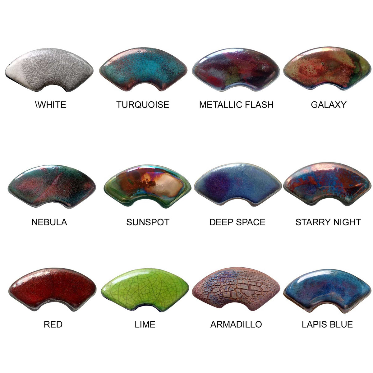 Spectrum Raku Glaze Sample Pack, 12 4 oz Bottles Sounding Stone