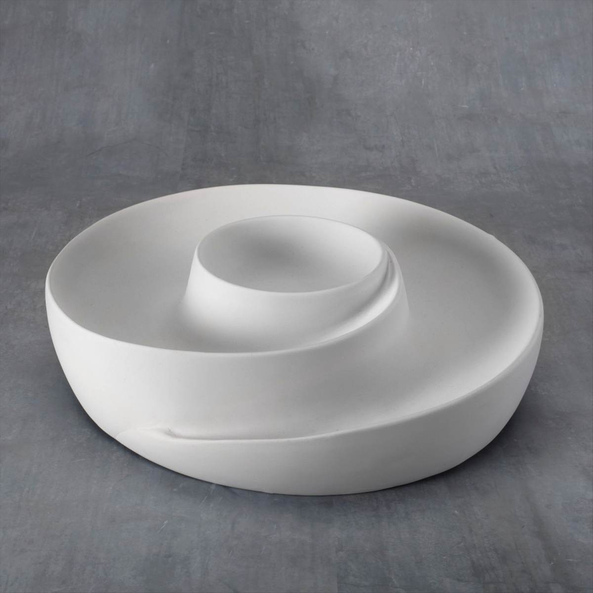 Duncan 38284 Bisque Swirly Chip and Dip Bowl