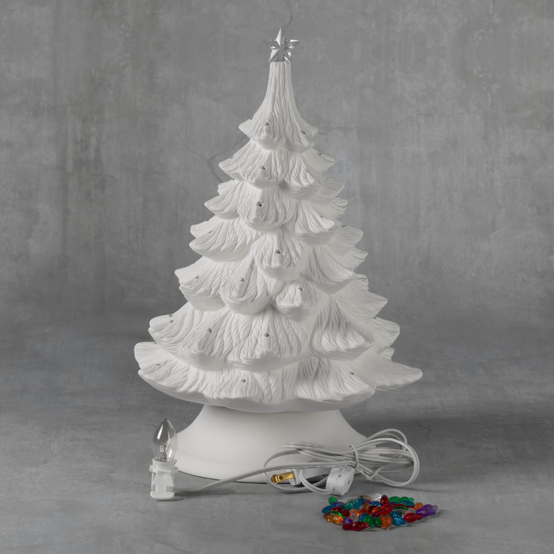 Duncan 45766 Bisque 14 inch Christmas Tree with Base, Case of 2