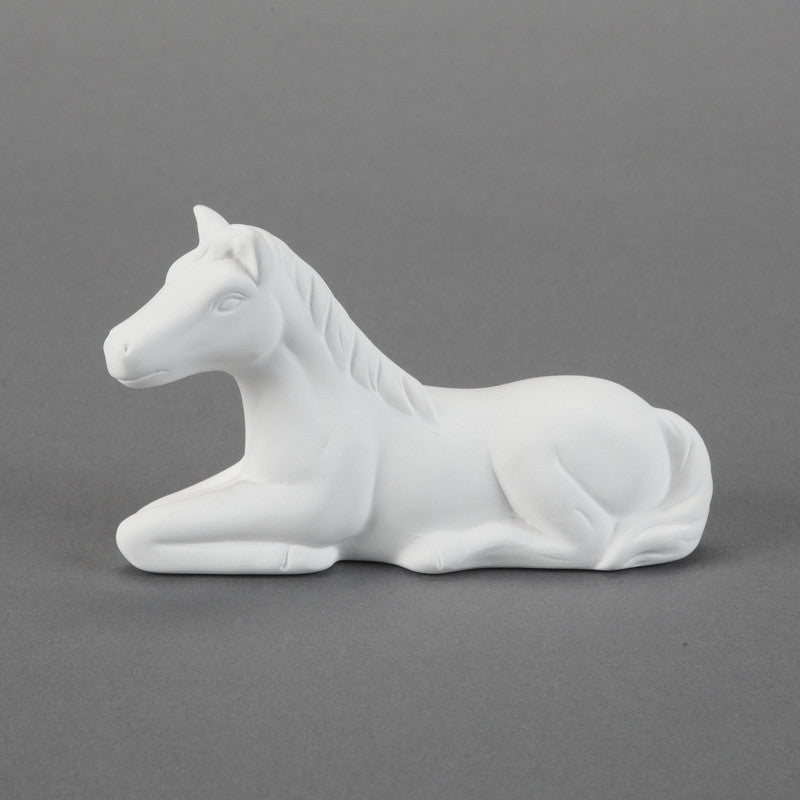 Duncan - 22684 Bisque Cute Laying Horse - Sounding Stone