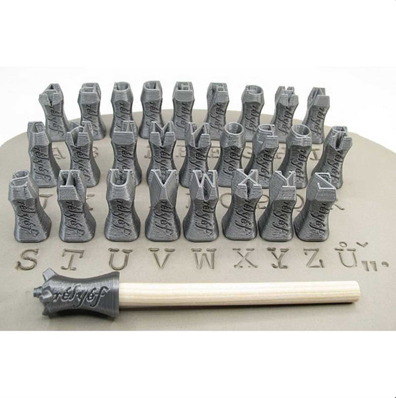 Relyef RR017  Courier Uppercase Alphabet Stamp Set, 10 mm