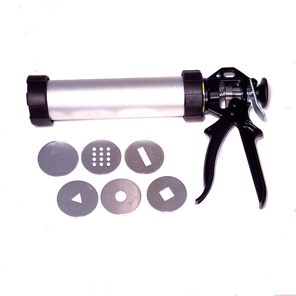 Frema Hand Held Clay Extruder, Short Barrel Sounding Stone