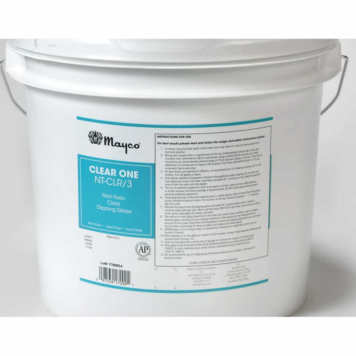 Mayco NT-CLR Clear Gloss Glaze - Dipping, 3 Gallon Pail