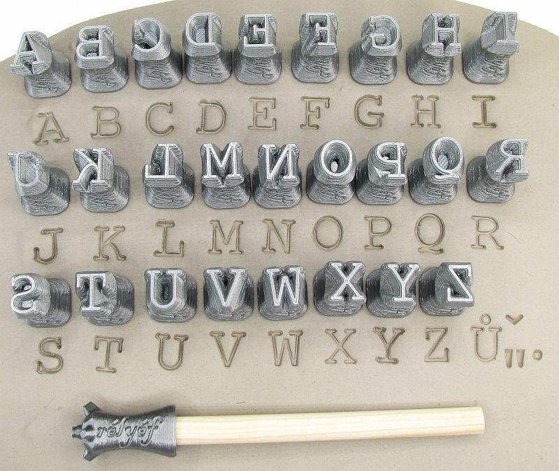 Relyef RR017  Courier Uppercase Alphabet Stamp Set, 10 mm