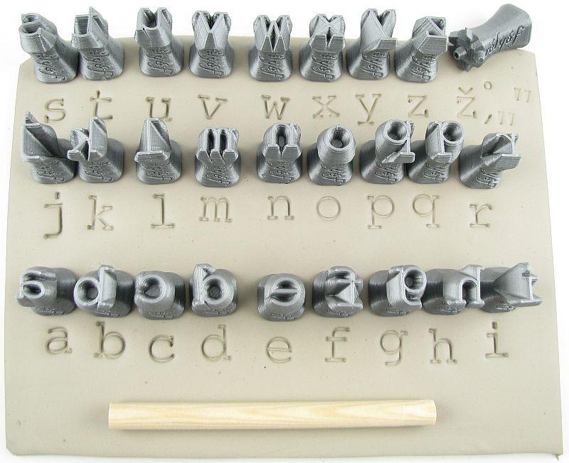 Relyef Pottery Tools Set of Courier Alphabet Lower Case 10mm