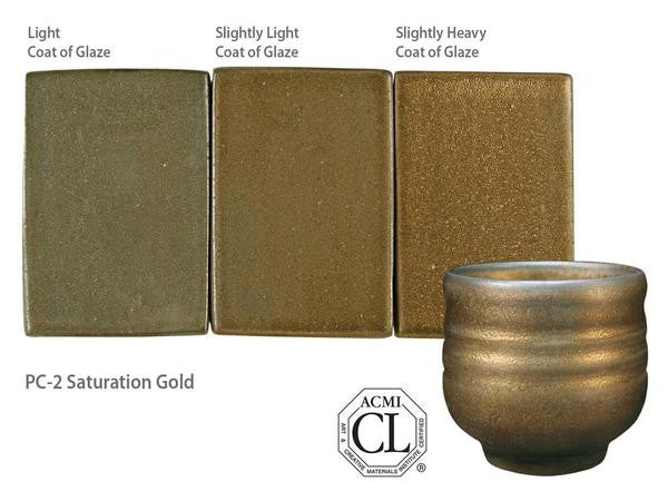 Amaco - Amaco Potter's Choice PC-02 Saturation Gold Glaze, Pint - Sounding Stone