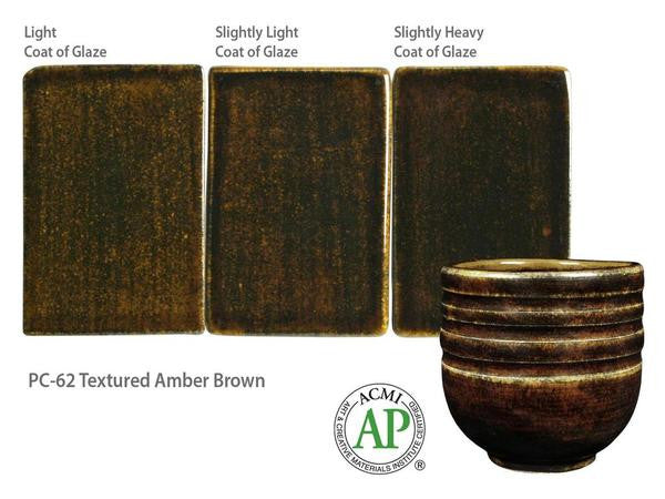 Amaco - Amaco Potter's Choice PC-62 Textured Amber Brown Glaze - Sounding Stone