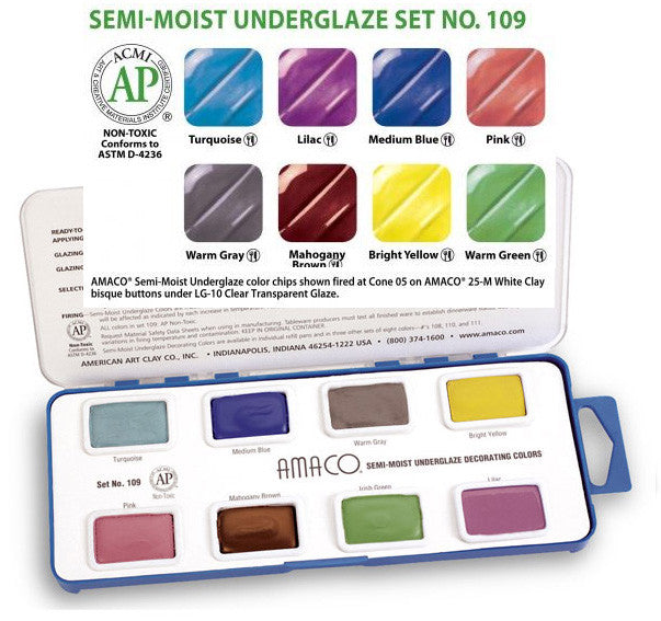 Amaco Set 109 Semi Moist Watercolor Underglazes